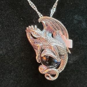 . 925 Dragon with Quartz Crystal Ball Pendant